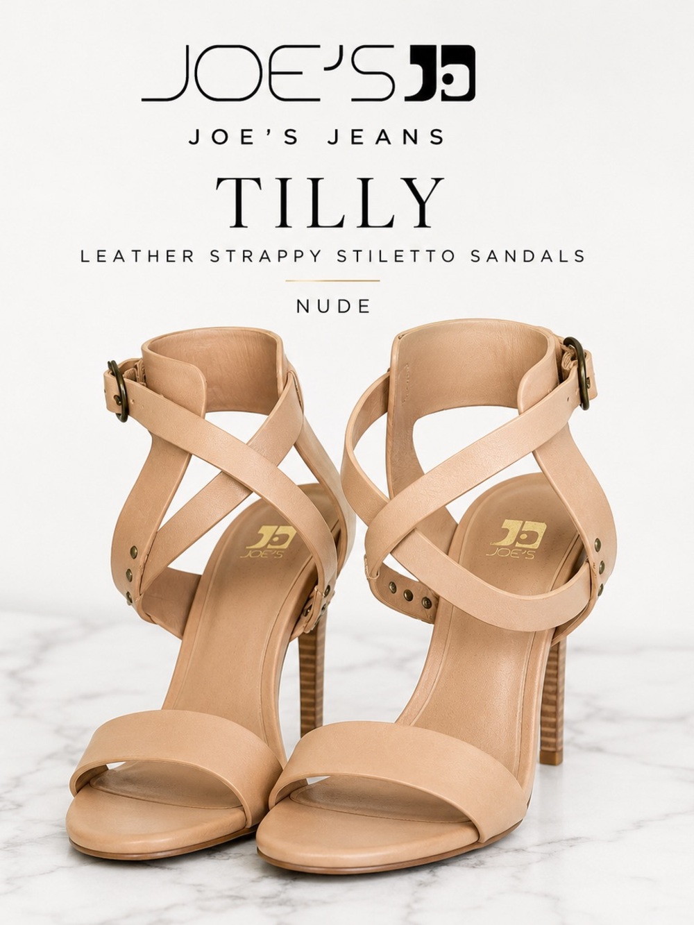 Joe's Jeans Tilly Leather Strappy Stiletto Sandals in Nude